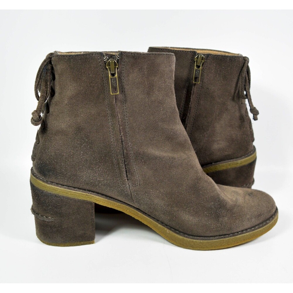 UGG Women's Brown Taupe Suede Corrine Ankle Boots Side Zip Size 9.5 - Picture 5 of 9